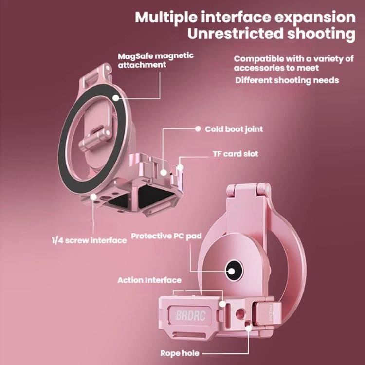 Soporte magnético expandible para teléfono BRDRC para DJI Osmo Pocket 3 con montaje de zapata fría, Pink