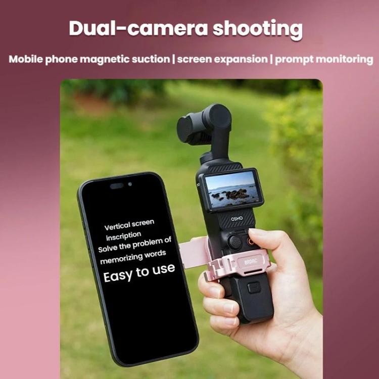Soporte magnético expandible para teléfono BRDRC para DJI Osmo Pocket 3 con montaje de zapata fría, Pink