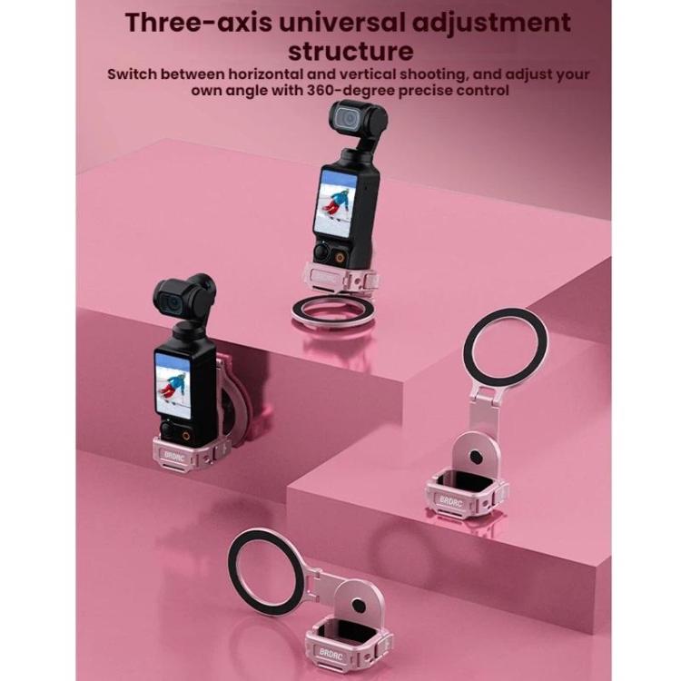 Soporte magnético expandible para teléfono BRDRC para DJI Osmo Pocket 3 con montaje de zapata fría, Pink