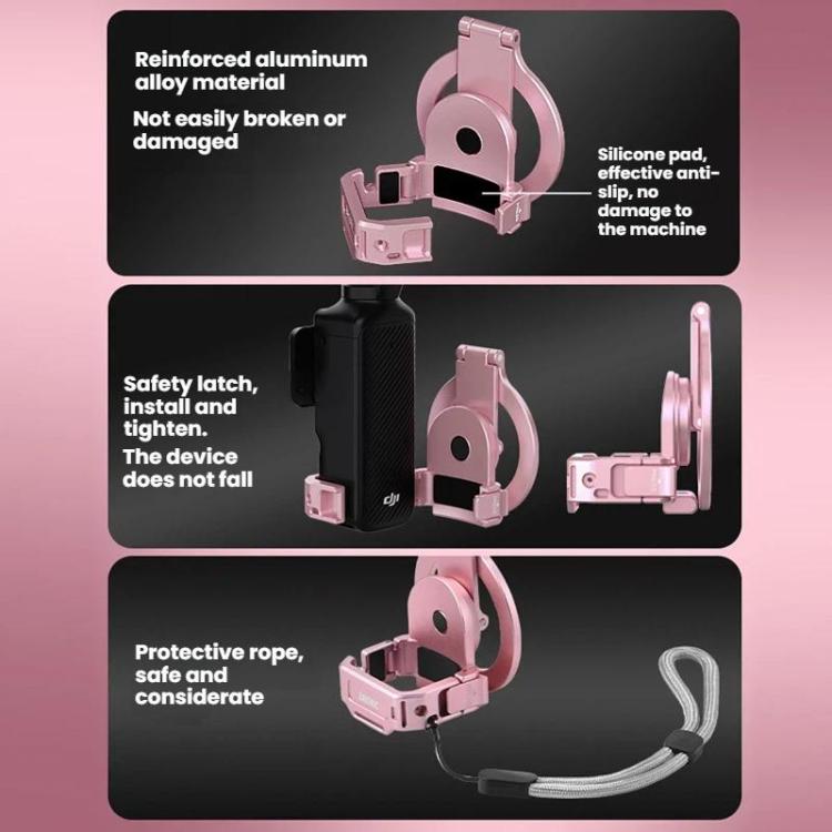 Soporte magnético expandible para teléfono BRDRC para DJI Osmo Pocket 3 con montaje de zapata fría, Pink