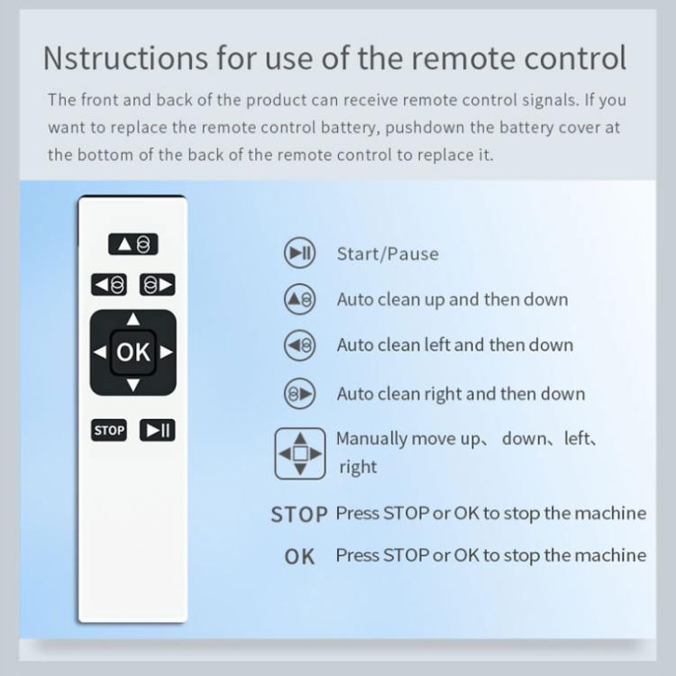 Robot limpiacristales inteligente con succión de doble disco, planificación inteligente de rutas y control remoto., EU Plug, US Plug, UK Plug, AU Plug