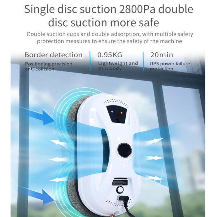 Robot limpiacristales inteligente con succión de doble disco, planificación inteligente de rutas y control remoto., EU Plug, US Plug, UK Plug, AU Plug