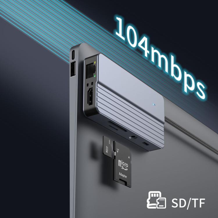 Hub USB-C/Tipo-C 10 en 1 con suministro de energía de 100 W, HDMI 4K a 30 Hz, puertos USB 3.0/2.0, lector de tarjetas SD/TF, Ethernet de 100 Mbps y conector de audio., 10 In 1