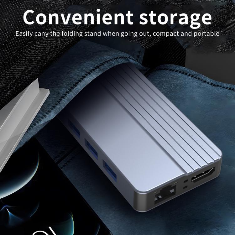 Hub USB-C/Tipo-C 10 en 1 con suministro de energía de 100 W, HDMI 4K a 30 Hz, puertos USB 3.0/2.0, lector de tarjetas SD/TF, Ethernet de 100 Mbps y conector de audio., 10 In 1