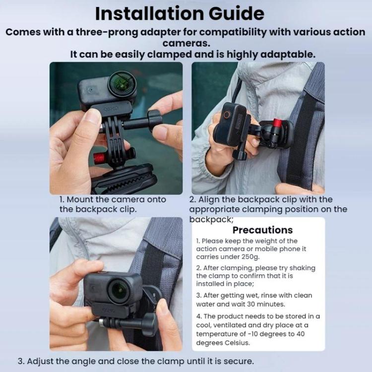 Soporte para cámara con correa de hombro para mochila DJI/GoPro/Insta360, Magnetic, Regular