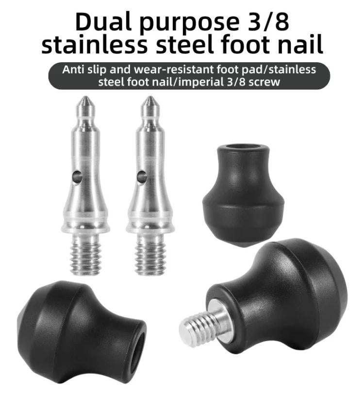 Trípode/monopié de 3/8 de pulgada, doble uso, con almohadilla antideslizante de goma y punta de acero inoxidable., FT-14