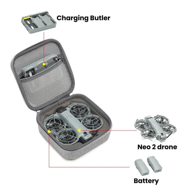 Estuche rígido compacto y portátil con clip metálico para dron DJI Neo 2., Mini Gray