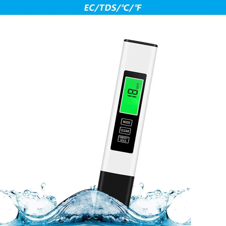 Lápiz medidor de calidad del agua 3 en 1 con retroiluminación inteligente de doble color, medidor de TDS, conductividad y detector de temperatura., 3-in-1 Leather Case White, 3-in-1 Leather Case Yellow, 3-in-1 PP Box Yellow, 3-in-1 PP Box White