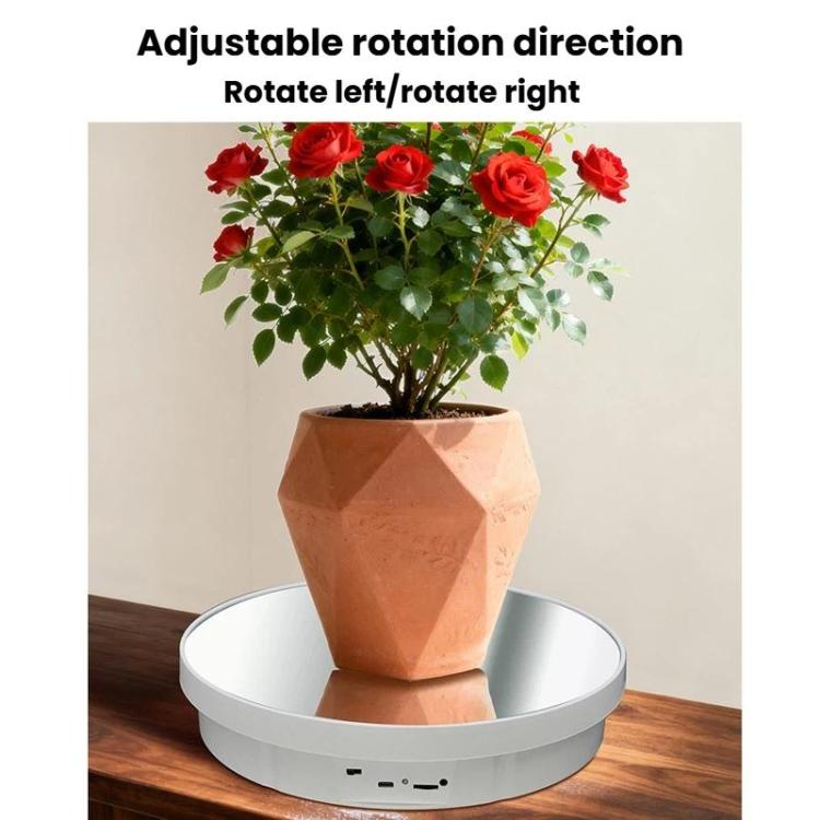 Espejo multiusos con disco giratorio eléctrico, alimentado por batería o USB. Soporte para exhibición en vivo de fotografía., 32cm, 40cm