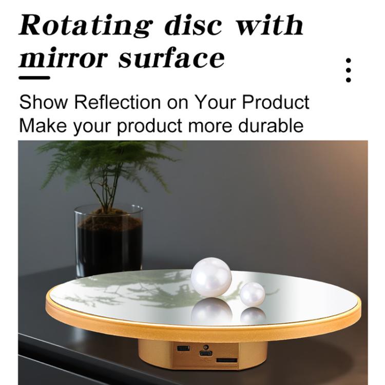 Espejo multiusos con disco giratorio eléctrico, alimentado por batería o USB. Soporte para exhibición en vivo de fotografía., 32cm, 40cm
