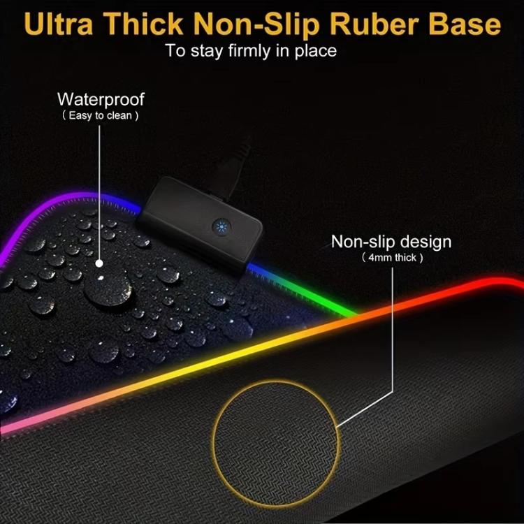 Alfombrilla de ratón y teclado con iluminación LED micro-USB, luces RGB de colores, borde reforzado y resistente., 250x350x3mm, 250x350x4mm, 300x800x3mm, 300x800x4mm, 400x900x3mm, 400x900x4mm