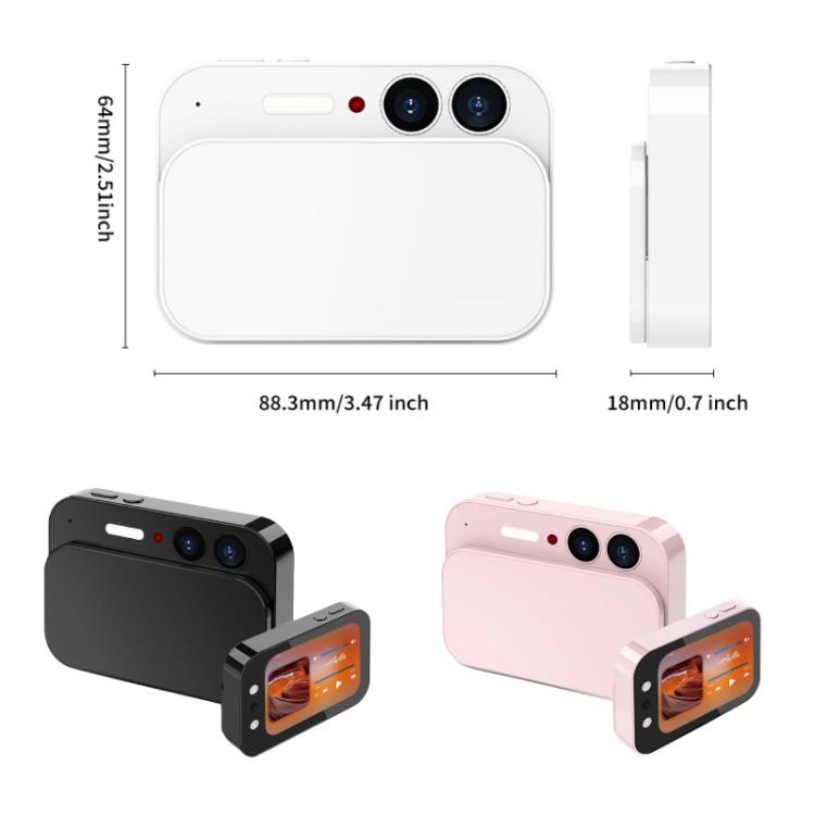 Cámara digital CCD de 64 MP con pantalla táctil deslizante y reproductor de música., DC107 Black, DC107 White, DC107 Pink