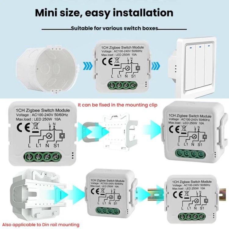 Módulo de interruptor inteligente para remodelación con control remoto por voz y encendido/apagado inteligente, ZigBee3.0 Neutral Live Wire 1CH, ZigBee3.0 Neutral Live Wire 2CH, ZigBee3.0 Neutral Live Wire 3CH, ZigBee3.0 Neutral Live Wire 4CH          ...