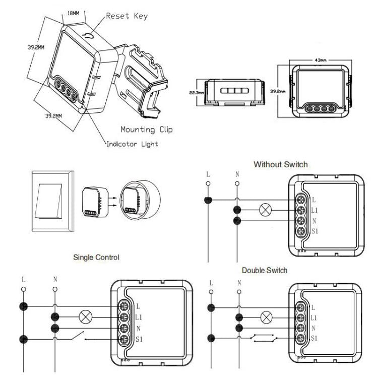 Módulo de interruptor inteligente para remodelación con control remoto por voz y encendido/apagado inteligente, ZigBee3.0 Neutral Live Wire 1CH, ZigBee3.0 Neutral Live Wire 2CH, ZigBee3.0 Neutral Live Wire 3CH, ZigBee3.0 Neutral Live Wire 4CH          ...