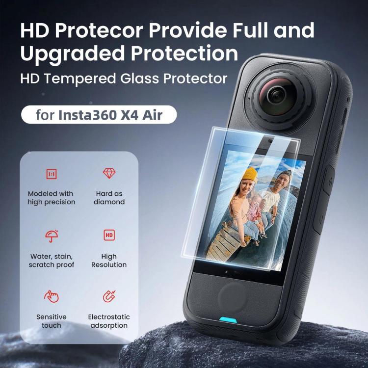 Protector de pantalla de vidrio templado aMagisn HD antiarañazos para Insta360 X4 Air, dureza 9H., 1 Set, 2 Sets