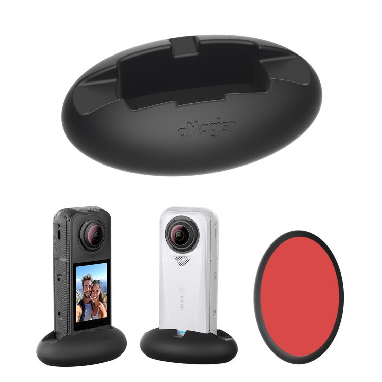 Soporte de montaje de silicona aMagisn para Insta360 X4 Air/X3, ideal para salpicadero de coche y escritorio., Without Double-sided Tape, With Double-sided Tape