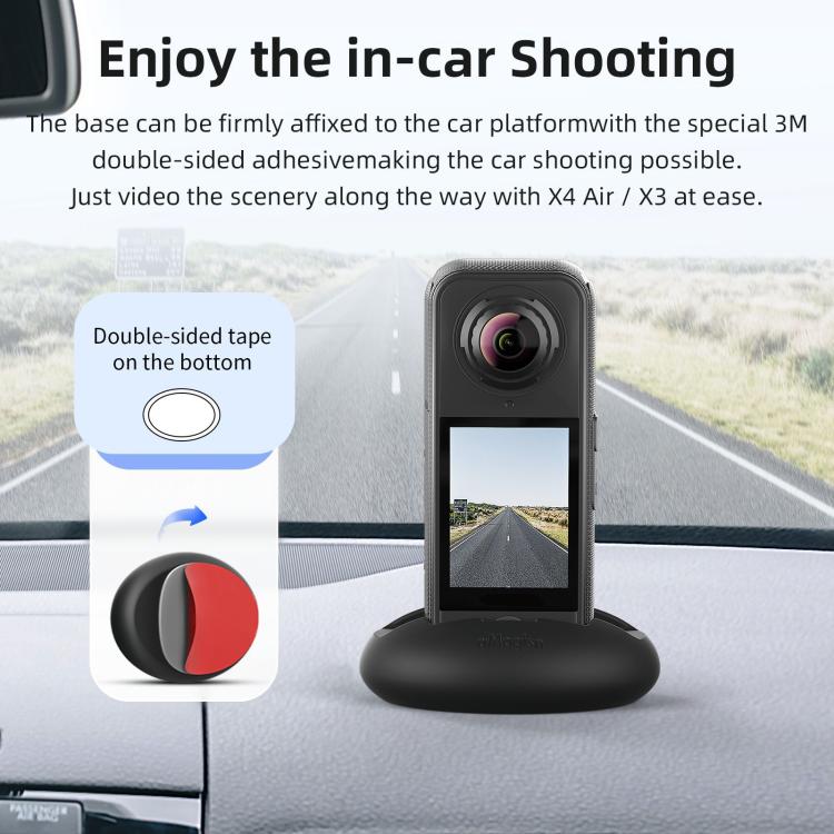 Soporte de montaje de silicona aMagisn para Insta360 X4 Air/X3, ideal para salpicadero de coche y escritorio., Without Double-sided Tape, With Double-sided Tape