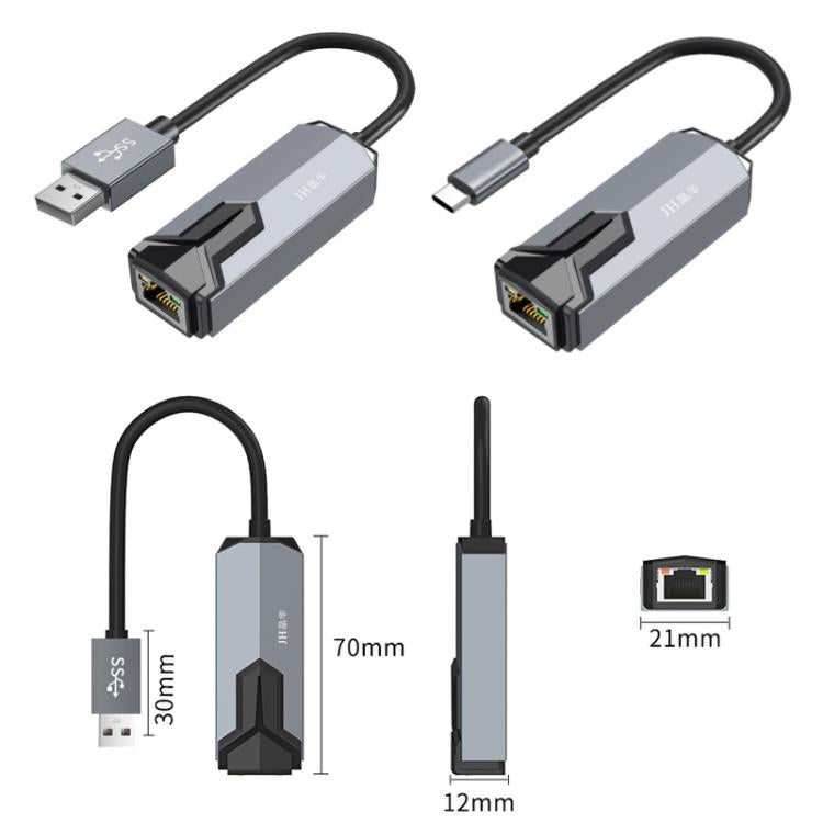 Adaptador de red cableada JINGHUA 2.5G RJ45 para portátil HUB, USB, TYPE-C