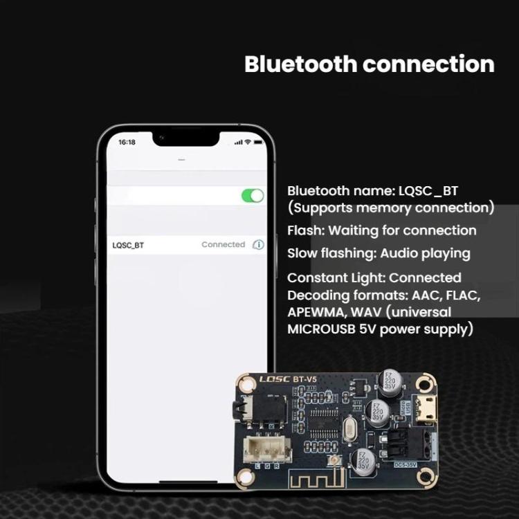 Placa decodificadora MP3 Bluetooth 5.1, módulo receptor de audio para automóvil modificado DIY sin pérdidas, LQSC BT-V5