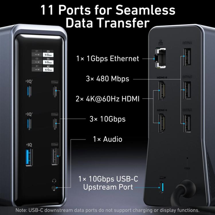 ANKER A83B6 14 en 1 Prime 160W Estación de carga para pantalla digital de escritorio HDMI HD Cast Screen, enchufe estadounidense, A83B6