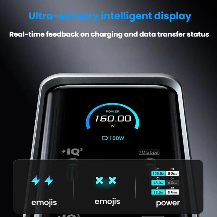 ANKER A83B6 14 en 1 Prime 160W Estación de carga para pantalla digital de escritorio HDMI HD Cast Screen, enchufe estadounidense, A83B6