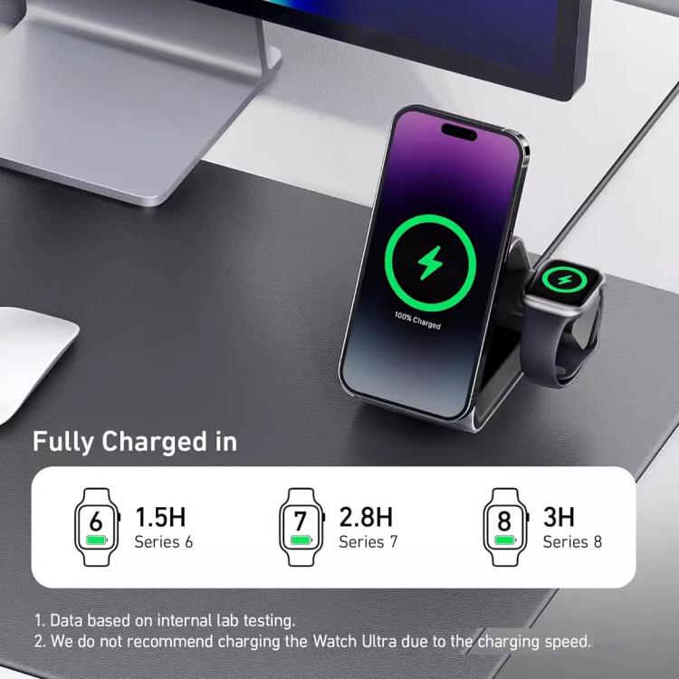 ANKER B2599 15W 3 en 1 Base de carga inalámbrica magnética de escritorio para iPhone / iWatch / AirPods, enchufe estadounidense, B2599