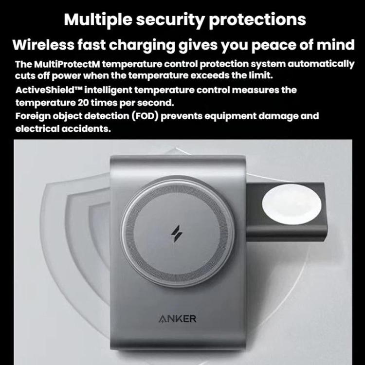 ANKER B2599 15W 3 en 1 Base de carga inalámbrica magnética de escritorio para iPhone / iWatch / AirPods, enchufe estadounidense, B2599