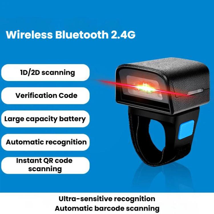 Escáner Bluetooth de anillo 2D, mini escáner de código de barras inalámbrico para logística de almacén., Z01D