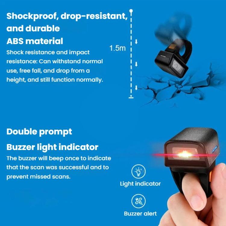 Escáner Bluetooth de anillo 2D, mini escáner de código de barras inalámbrico para logística de almacén., Z01D