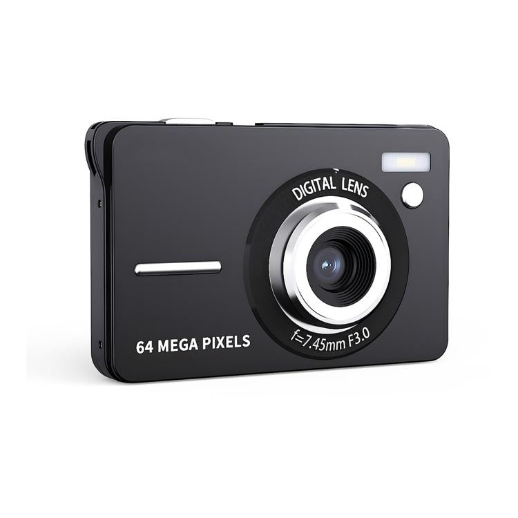 Cámara digital básica CDF6 con enfoque automático para fotos de 64 MP y vídeo 4K, pantalla LCD de 2,8 pulgadas y flash incorporado.