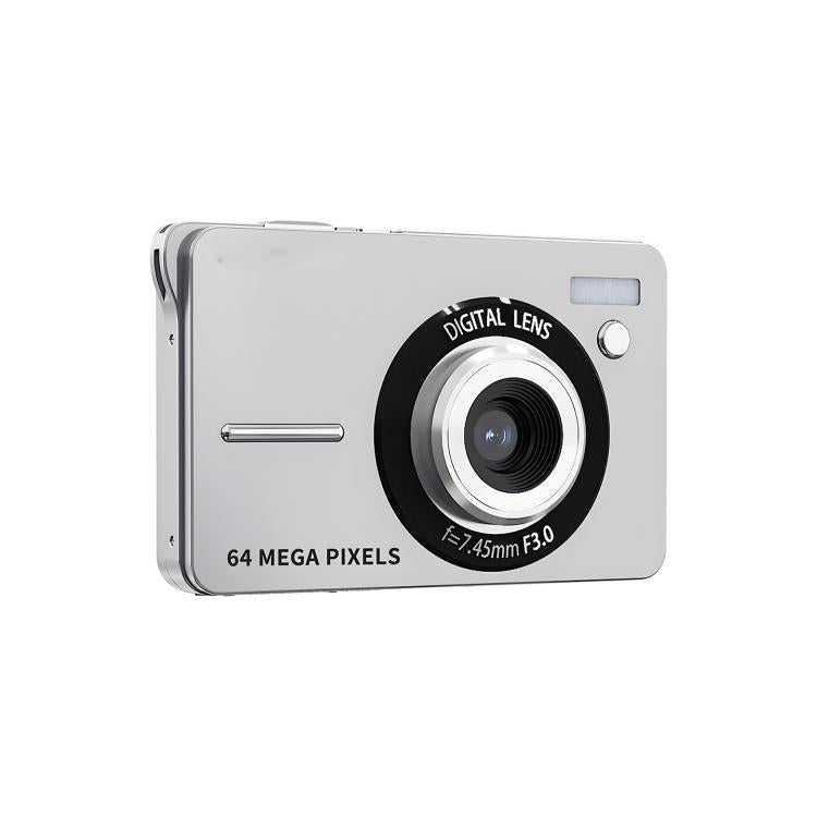 Cámara digital básica CDF6 con enfoque automático para fotos de 64 MP y vídeo 4K, pantalla LCD de 2,8 pulgadas y flash incorporado.