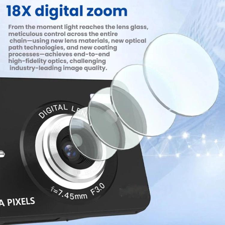 Cámara digital básica CDF6 con enfoque automático para fotos de 64 MP y vídeo 4K, pantalla LCD de 2,8 pulgadas y flash incorporado.