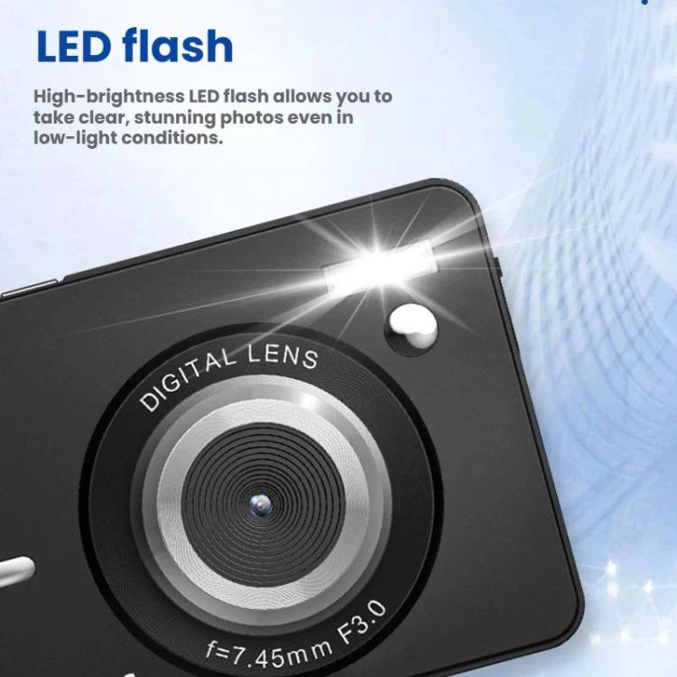 Cámara digital básica CDF6 con enfoque automático para fotos de 64 MP y vídeo 4K, pantalla LCD de 2,8 pulgadas y flash incorporado.