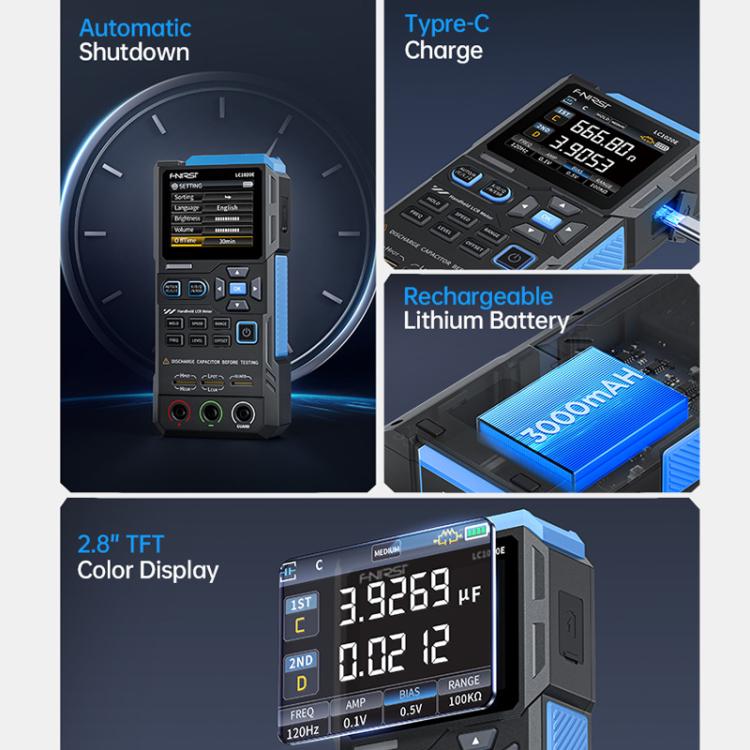 Probador digital portátil de puentes, comprobador de capacitancia, resistencia e inductancia., FNIRSI LC1020E
