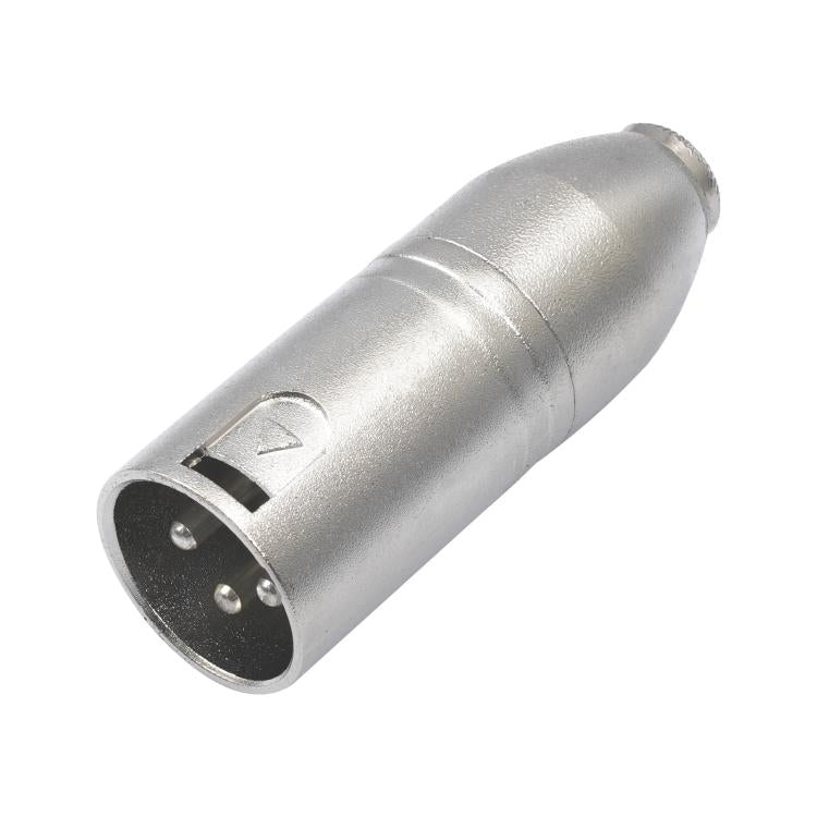 Adaptador de audio con carcasa metálica, conector hembra de 3,5 mm y conector TRS de 1/8" a conector XLR macho Carnott.