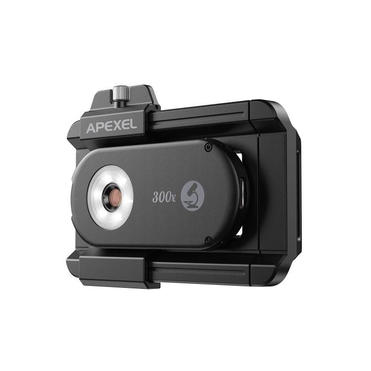 Microscopio para smartphone APEXEL PhoneMicro 5, 300X, luz dual + UV, iluminación multimodo., APL-MS300