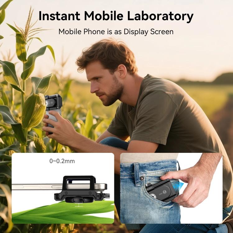 Microscopio para smartphone APEXEL PhoneMicro 5, 300X, luz dual + UV, iluminación multimodo., APL-MS300