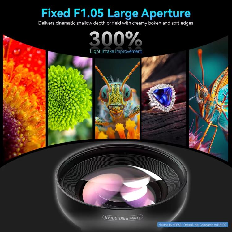 Kit de fotografía macro APEXEL HB100 Ultra Macro y luz de relleno FL26 para smartphones, APL-HB100UFL26