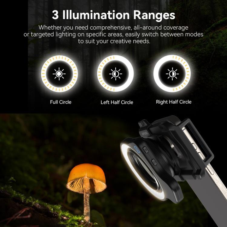 Kit de fotografía macro APEXEL HB100 Ultra Macro y luz de relleno FL26 para smartphones, APL-HB100UFL26