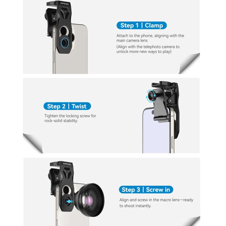 Lente macro ultra APEXEL HB100 para smartphones, zoom telefoto de 50-110 mm, apertura F1.05, lente HD., APL-HB100U