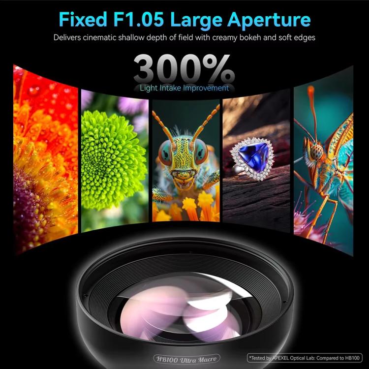 Lente macro ultra APEXEL HB100 para smartphones, zoom telefoto de 50-110 mm, apertura F1.05, lente HD., APL-HB100U