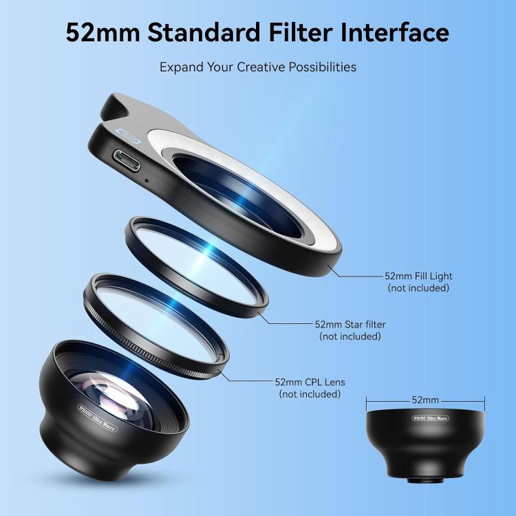 Lente macro ultra APEXEL HB100 para smartphones, zoom telefoto de 50-110 mm, apertura F1.05, lente HD., APL-HB100U