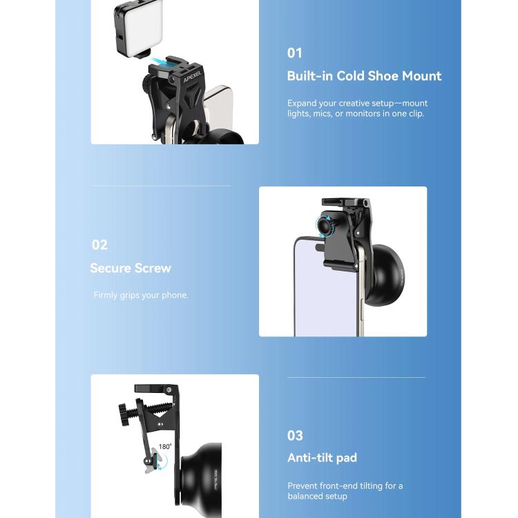 Lente macro ultra APEXEL HB100 para smartphones, zoom telefoto de 50-110 mm, apertura F1.05, lente HD., APL-HB100U