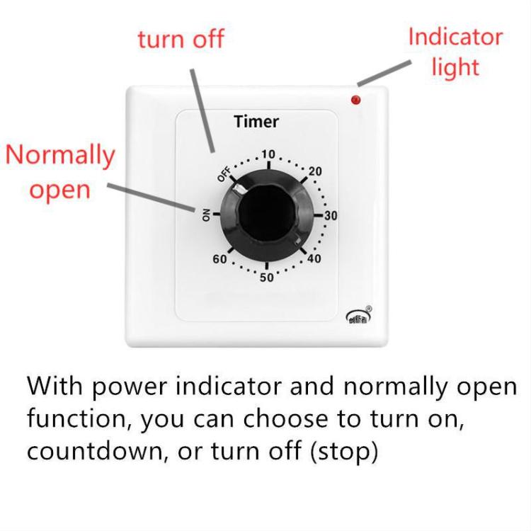 Enchufe con interruptor temporizador de cuenta regresiva de 15 A con indicador de encendido y función normalmente abierta., 15min, 30min, 60min, 120min