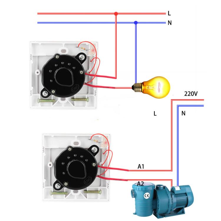 Enchufe con interruptor temporizador de cuenta regresiva de 15 A con indicador de encendido y función normalmente abierta., 15min, 30min, 60min, 120min