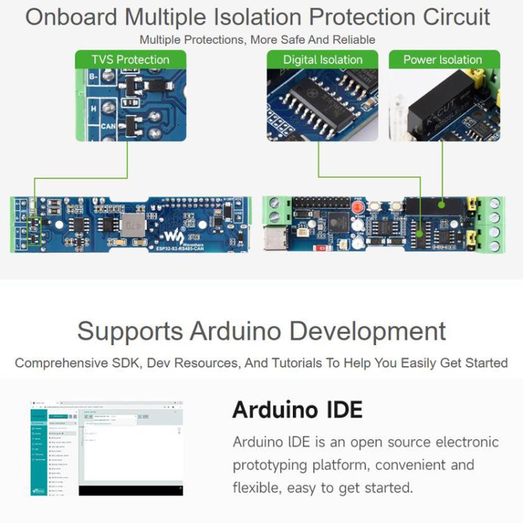 Dispositivo de comunicación para placa de control industrial compatible con WiFi/Bluetooth. Incorpora múltiples circuitos de protección., 32154