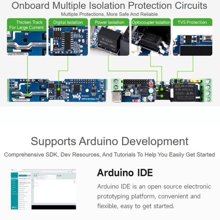 Placa de control industrial con relé de red WiFi compatible con WiFi/Bluetooth y múltiples circuitos de protección de aislamiento., 32152