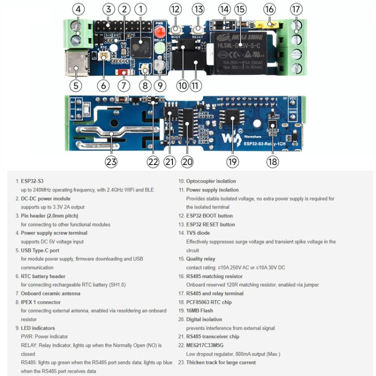 Placa de control industrial con relé de red WiFi compatible con WiFi/Bluetooth y múltiples circuitos de protección de aislamiento., 32152
