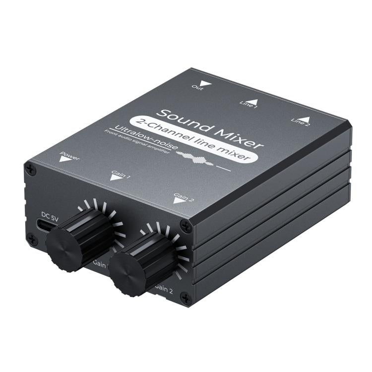 Selector de audio de 3,5 mm con dos entradas AUX de 3,5 mm y una única salida con control de volumen independiente., 3.5mm AUX Inputs To 1 Output