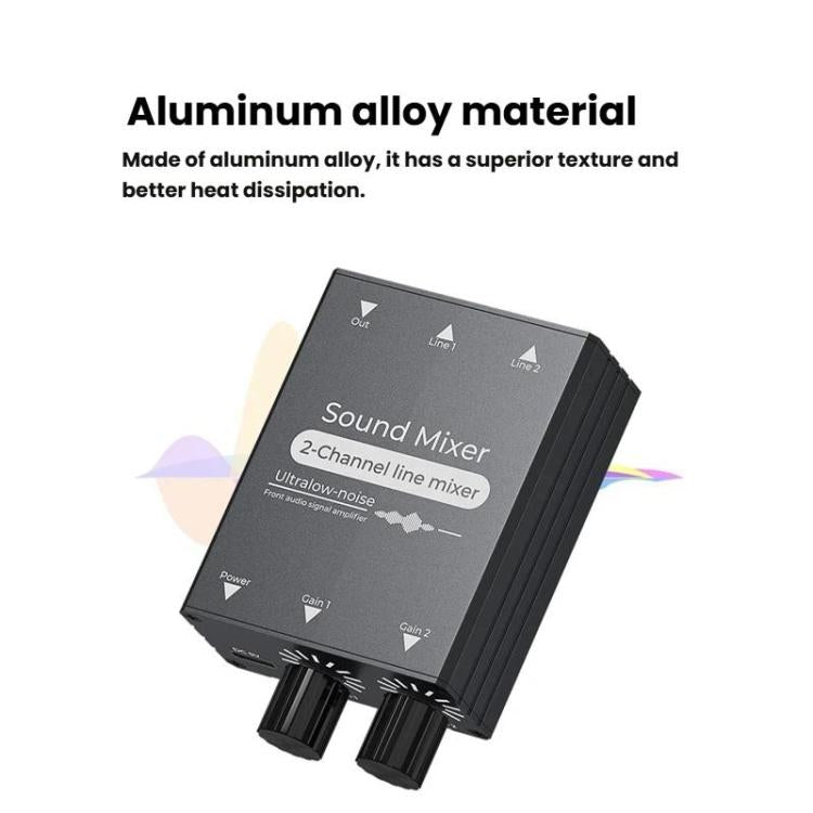 Selector de audio de 3,5 mm con dos entradas AUX de 3,5 mm y una única salida con control de volumen independiente., 3.5mm AUX Inputs To 1 Output